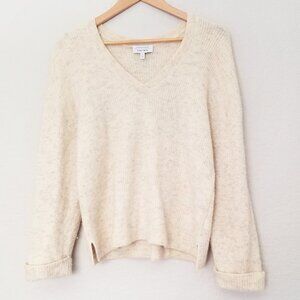 & Other Stories Oversized Ribbed V-neck Alpaca Wool Blend Sweater M Oatmeal $119